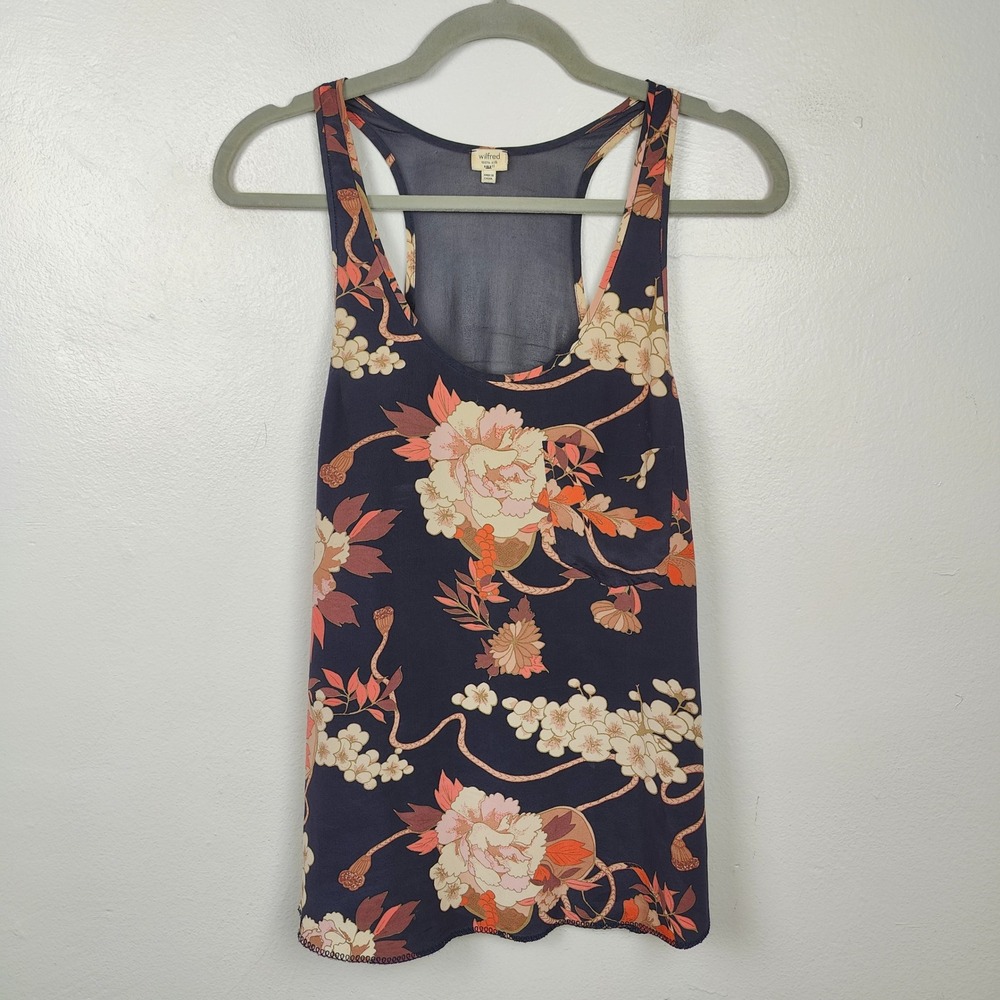 Aritzia Wilfred Free Tank Top Womens Small Floral 100% Silk Racerback Sleeveless